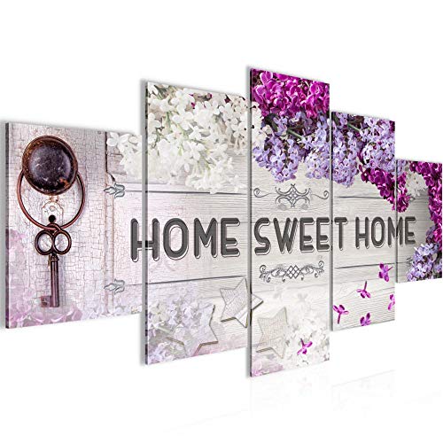 Runa Art Tableau mural Home Sweet Home 5 Parties Impression sur Toile Intissee Decotation Salon...