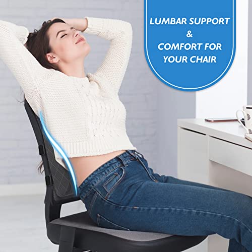 Lumbarpal Lumbar Support Pillow For Office Chair Back Support Lumbar Pillow For Car, Gaming, Office Chair - Improve Sitting Posture & Back Pain Relief, Memory Foam, Adjustable Straps, Grey #TOP6