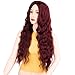 ForQueens Long Curly Wigs for Women Natural Hair Wigs Wavy Red Hair Wig Loose Deep Wave Synthetic Heat Resistant Fiber Full Wig