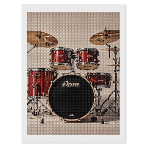 FekiLoot Drum Set-Standard Diamond Painting Kits for Adults Full Drill Diamond Dots Art for Beginners DIY 5d Square Gem Diamond Pictures Art Kits Crafts Home Wall Decoration Gift 12"x16"
