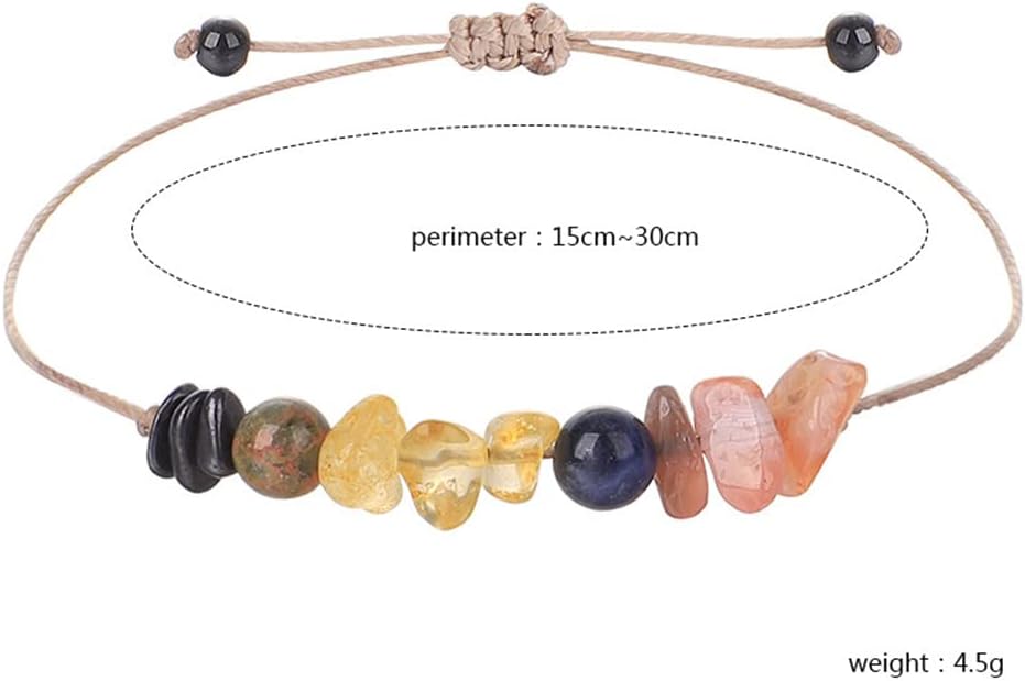 tenghong2021 Chakra Crystal Beaded Bracelet with Wish Card Adjustable Spiritual Anxiety Stone Beads Braide String Bracelet Yoga Meditation for Women Men Jewelry Birthday Gifts