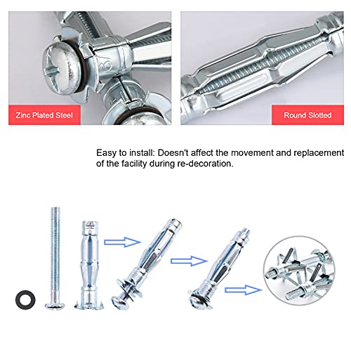 Paick M4 X 32 Zinc Plated Steel Bolt Heavy Duty Hollow Drive Wall Anchor Screw Set thumb #3