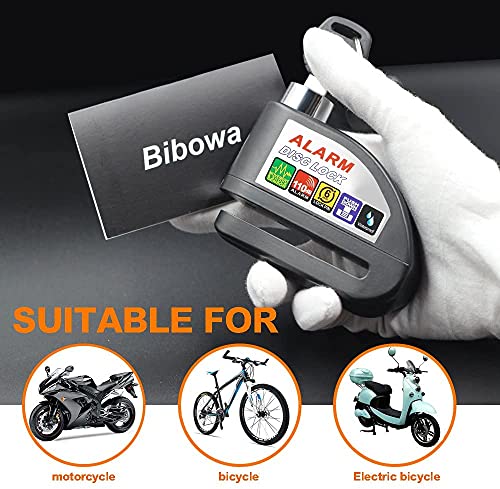 Bibowa Anti-Theft Alarm Disc Lock - Motorcycle Lock - Scooter Locks -Disc Brake Lock 110Db Alarm Sound And 6Mm Pin With Reminder Cable (Silver) #TOP5