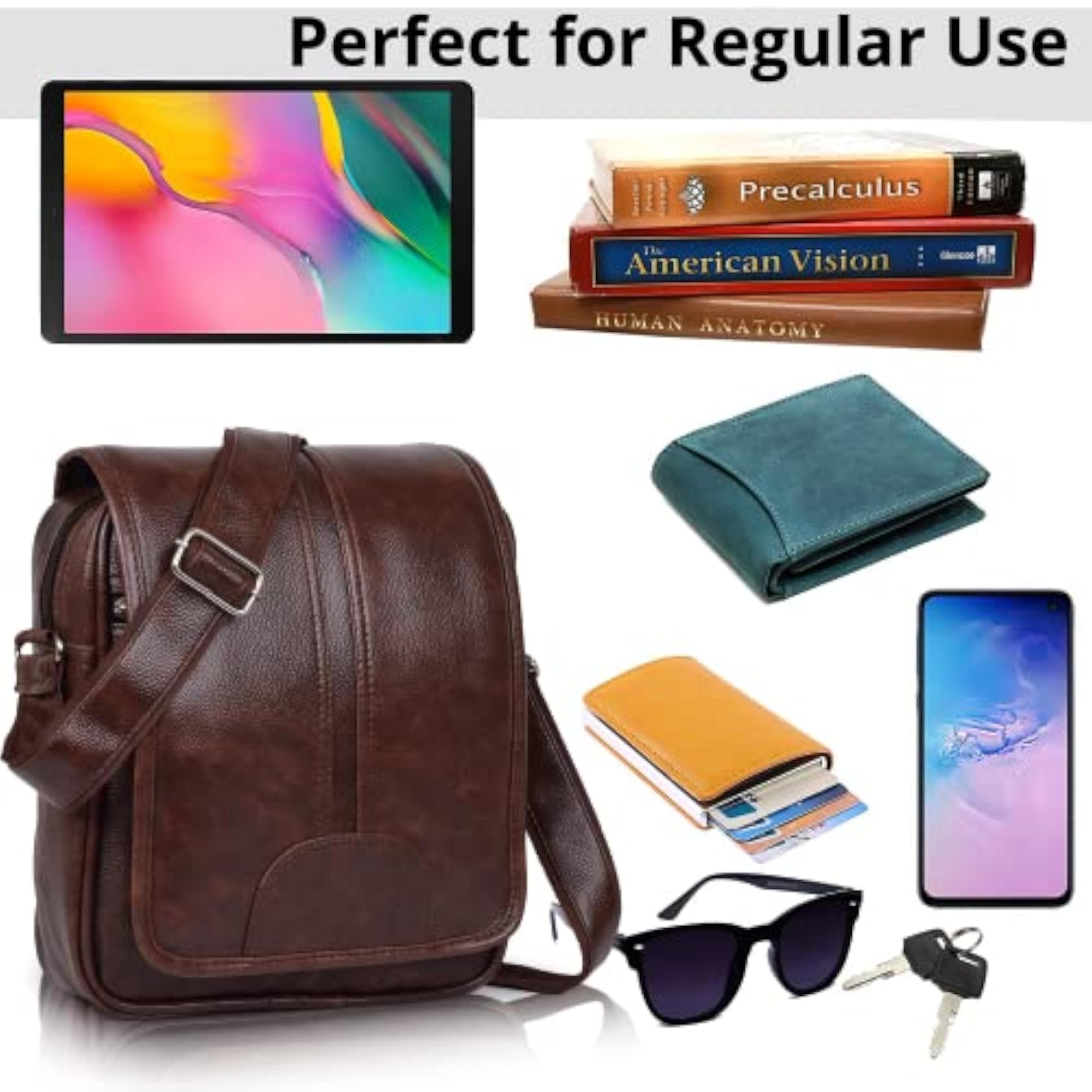 PU Leather Sling Bag for Men & Women, Stylish Messenger Bag