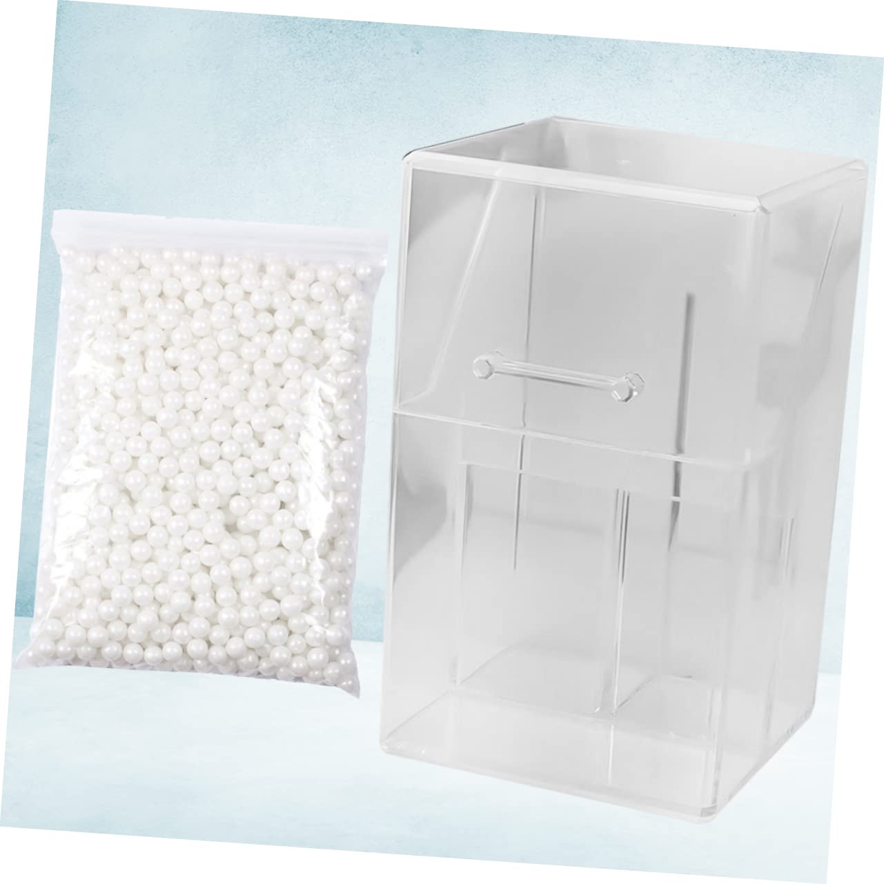Organizer da Scrivania in Acrilico Trasparente con Perline Bianche, Porta Matite per Sopracciglia e Porta Pennelli Make-up, Custodia Cosmetica Pratica per Ufficio