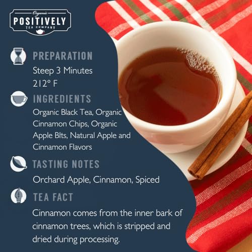 Image of Organic Positively Tea Company, Cinnamon Apple Spice Black Tea, Loose Leaf, 16 Ounce