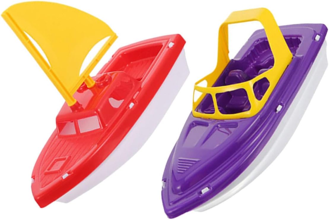 Kisangel 2Pcs Plastic Sailboat and Speedboat Set Engaging Bath for Ages Beach and Pool Fun and Lightweight Design for Easy Storage