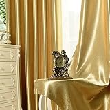 MYRU 2 Panels Set Semi Blackout Gold Curtains for Living Room Embossed Flower Curtains for Bedroom (