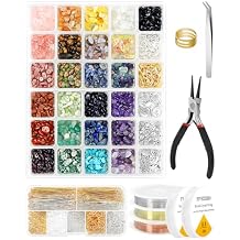 FIVEIZERO Jewelry Making Kit - 1956 PCS Natural Chip Stone Beads25 Colors, 4-12mm with Crystal Beads, Metal Charms, Jump Rings & Earring Hooks for DIY Bracelets, Necklaces, Earrings