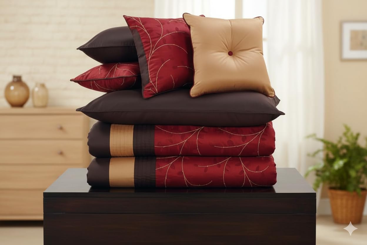 sheetsnthings 6PC Comforter Set: Twin Extra Long (XL) Size, Atlantis Nature Inspired Colors, Lavishing Embroidered Comforters