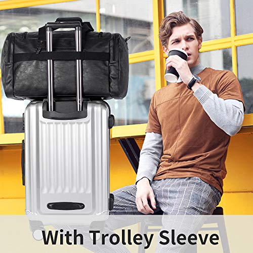 Carry on Bag, Leather Overnight Duffle Bag,Weekender Travel Tote Duffel Bag for Men or Women