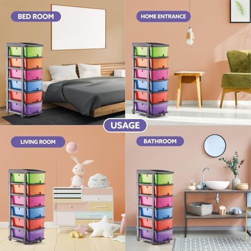 Image of Plastic Modular Drawer Storage Chest Of Drawers Organizer Storage Box, Large Stomo Racks For Multipurpose Anti-slip Shoes Organizers (Multi, 6 LAYER) (30cmx38cmx72 cm)