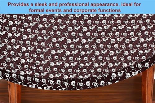Image of The Furnishing Tree Elastic Oval Center Table Cover WxL 14x24 in Inches Polyester Floral Pattern Brown