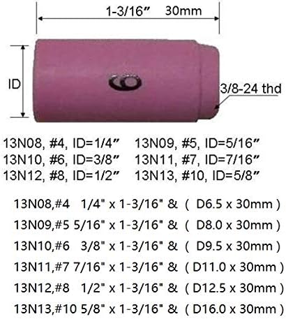 Miniatura 3 de RIVERWELD TIG Stubby Gas Lens Collets Cuerpo 17CB20G Copa de vidrio #10 Kit de boquilla de alúmina para WP 17 18 26 TIG Antorcha de soldadura 55pcs