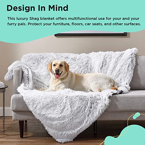 Best Friends By Sheri Calming Shag Dog Blanket For Large Dogs, Waterproof Coating, Frost, 60" X 80" #TOP3
