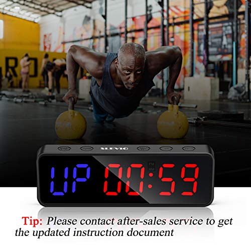 Portable Gym Workout Timer, Fitness Clock with The Rubber Case and Built-in Magnetic Spine, Large LED Digital Anti Vertigo Display, for Home Garage