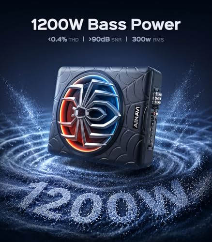 Experience Deep Bass with AINAVI 1200W 10 Inch Underseat Powered Subwoofer Amp - Image 2