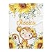 Personalized Cute Sunflower Jungle Monkey Baby Blanket with Name for Girls Boys Custom Nursery Kids Blankets for Baby Shower Birthday Gifts Customized Baby Throw Soft Fleece 30 x 40 inch