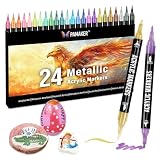 Acrylstifte Acryl Marker Set, 24 Metallic Stifte mit Dual Tip dünne & dicke