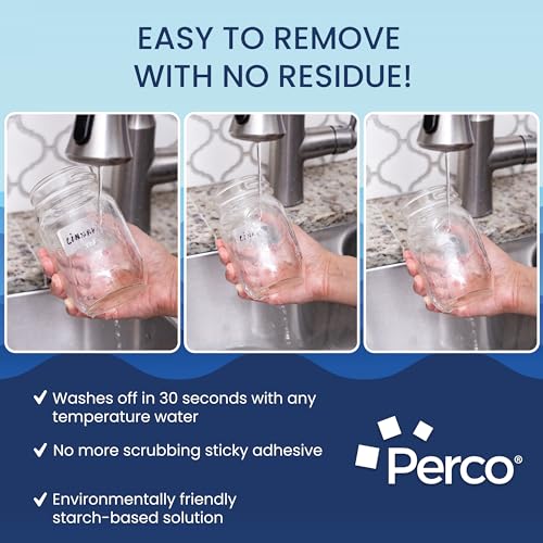 image for Perco Dissolvable Canning Labels for Mason Jars, Food Containers, Beve