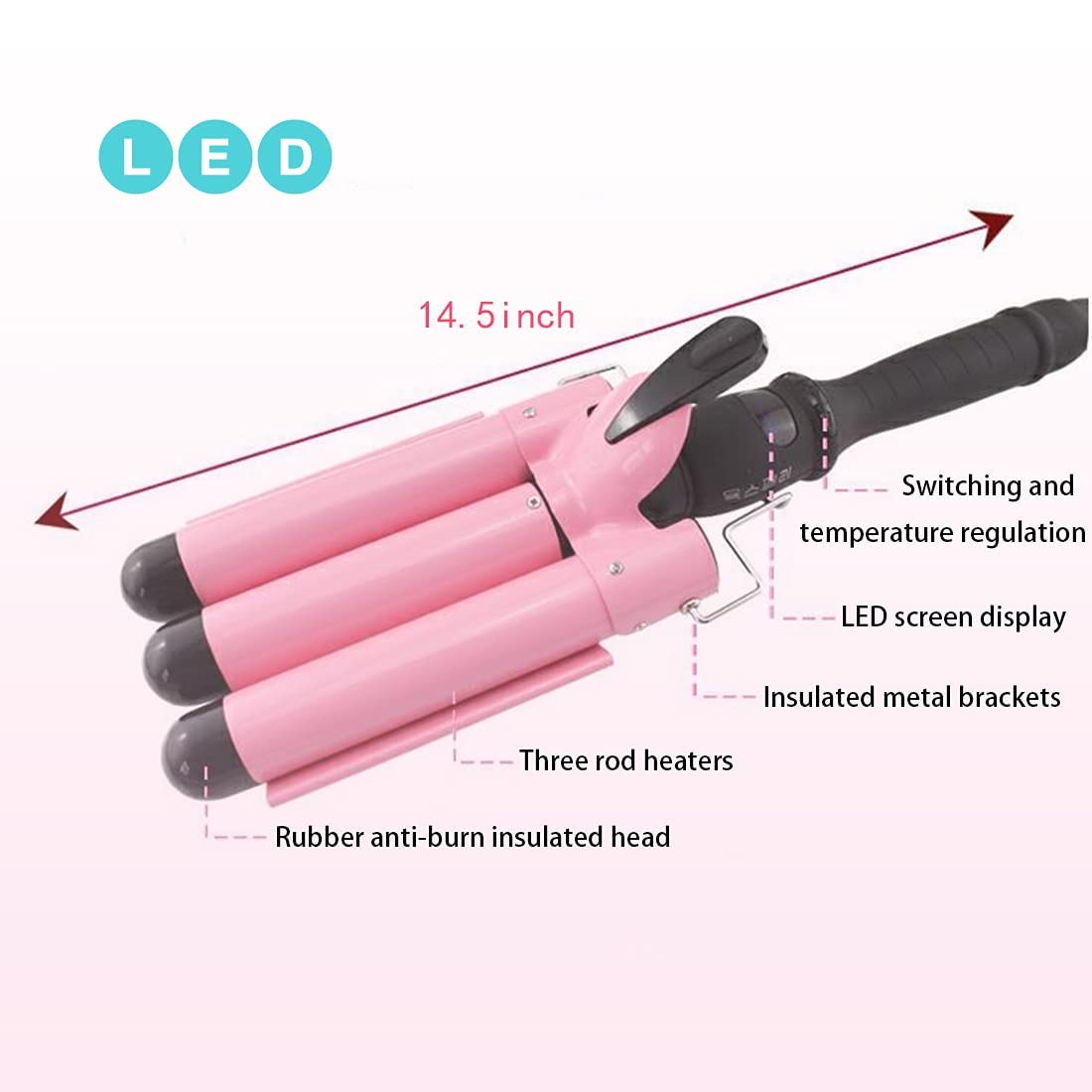 Hair Curlers for Hair Heated ,Hair Waver for Women,Easy to Use,Hair Tools 1 Inch 25mm,3 Barrel Crimper Hair Iron with LED Display,Anti-scalding Styling Tools & Appiances, Heats Up Quickly : Beauty & Personal Care