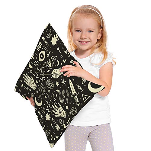 Moslion Throw Pillow Cover Witchcraft 18X18 Inch Magical Style Hand Eyes Moon Skull Cat Bat Snake Key Square Pillow Case Cushion Cover For Home Car Decorative Cotton Linen #TOP4