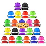 KUUQA 22 Pcs Drawstring Backpack Bag with Reflective Strip,String Backpack Bulk Cinch Sack Tote Bags for School Yoga Sport Gym Traveling (11 Colors)