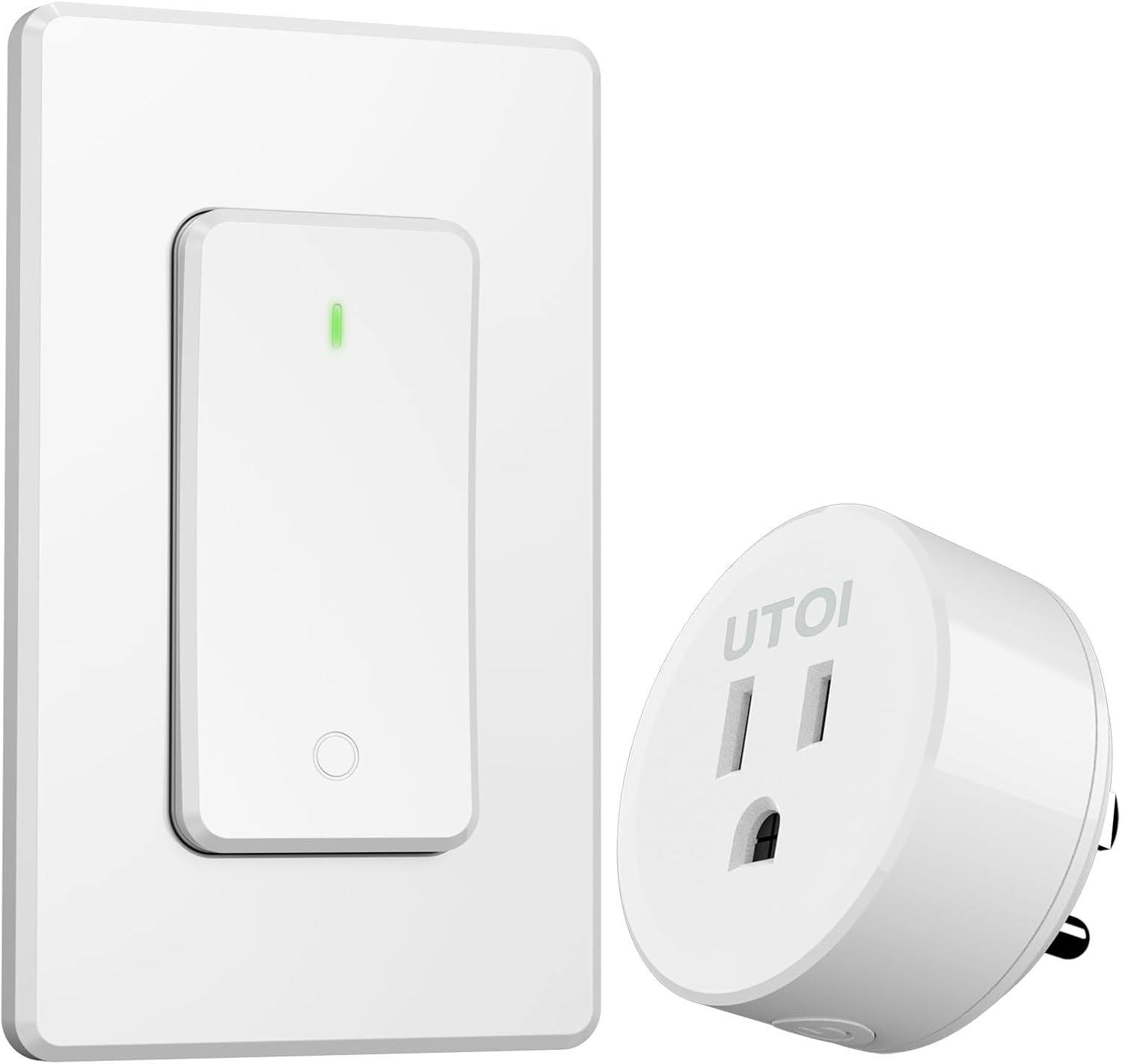 Remote Control Outlet Plug with Remote Switch, Long Range Wireless Remote Light Switch for Lamps and Household Appliances, 15A/1650W, White