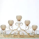 Efavormart 5 Arm 16' Crystal Chandelier Gold Metal Horizontal Table Standing Candelabra Wedding Centerpiece Candle Holder