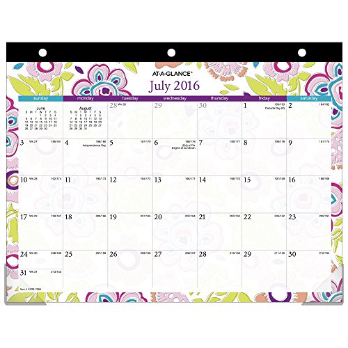 AT-A-GLANCE Academic Year Desk Pad Calendar, Monthly, July 2016 - June 2017, Mini, 8-1/2