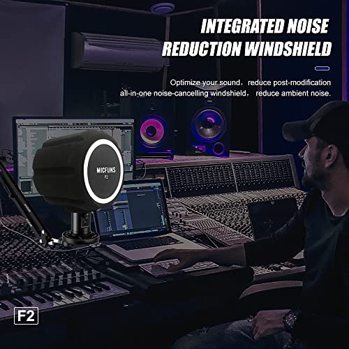 Micfuns Professioneller Mikrofon Windschutzscheiben Pop Filter, Akustikfilter für 45-60cm Aufnahmestudio-Mikrofone, schallabsorbierender Schaumstoff, der Lärm und Reflexionen reduziert (Schwarz0)