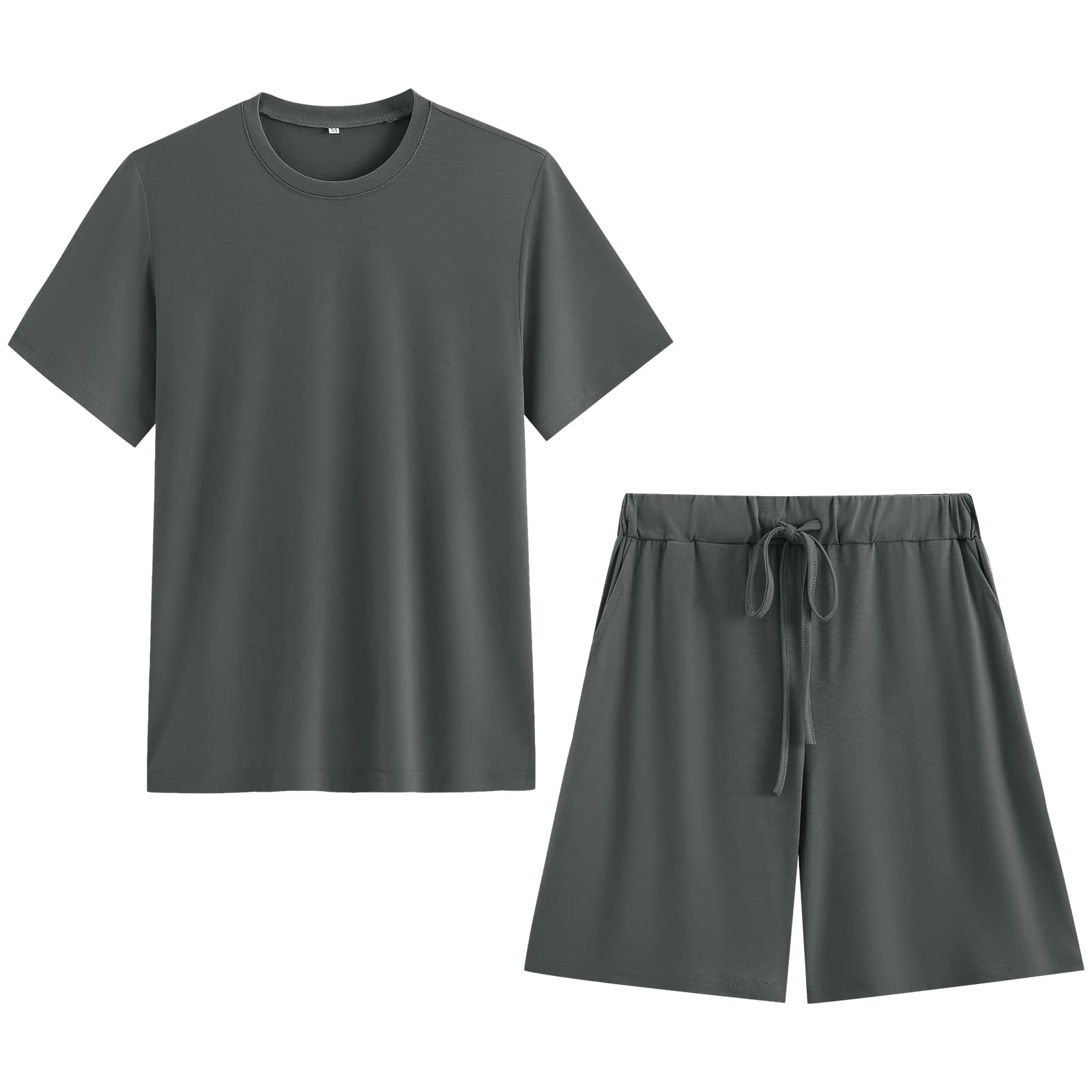 amropi Herren Sportanzug Jogginganzug 2 Teile Sommer Trainingsanzug Kurzarm Kleidung Set