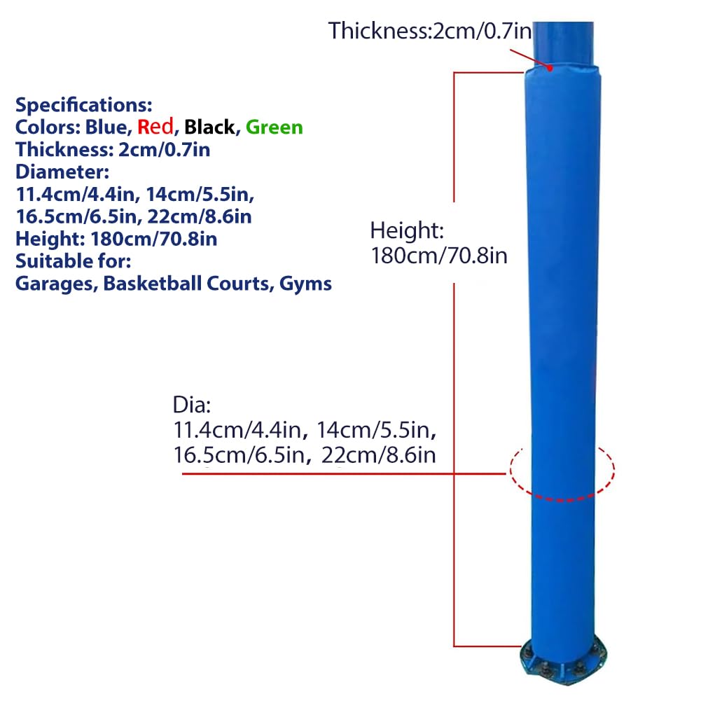 Protezione per canestro da basket, 178,2 cm, resistente, protegge i giocatori, ideale per interni cantine, feste, portici