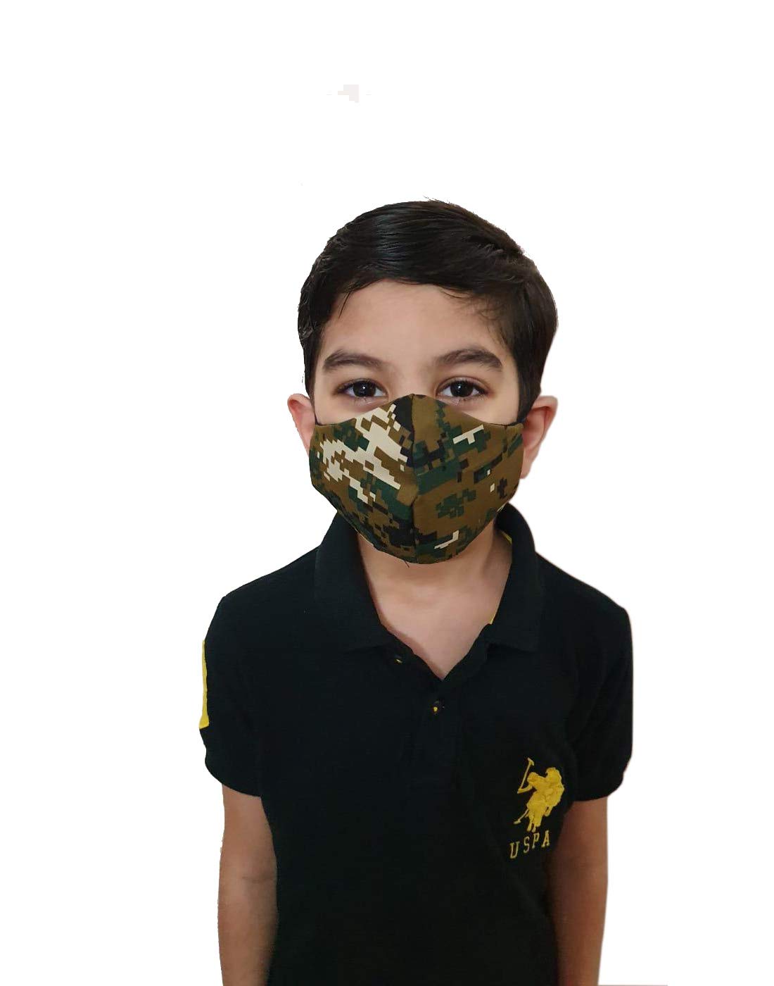 Unisex (Kids) Cotton Printed Green Hawk Style 2 Ply/Layer Reusable & Washable Face Mask-image-4