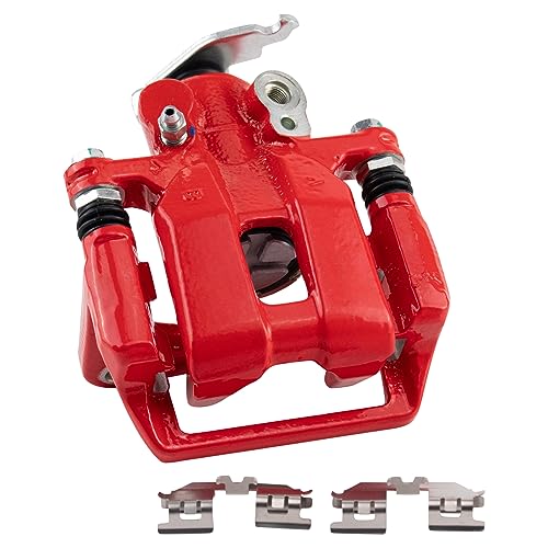 Image of TRQ Rear Left Brake Caliper w /Bracket Performance Red Drivers Side | For 2009-2014 Acura TSX 2008-2012 Honda Accord