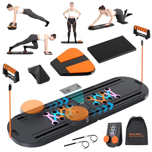 VBZP Pilates Board - Pilates Reformer Set, Portable and Foldable Pilates Board for Home Workout, Multifunctional Pilates Board for Women, Pilates Reformer Machine for Home Exercise, Black Orange