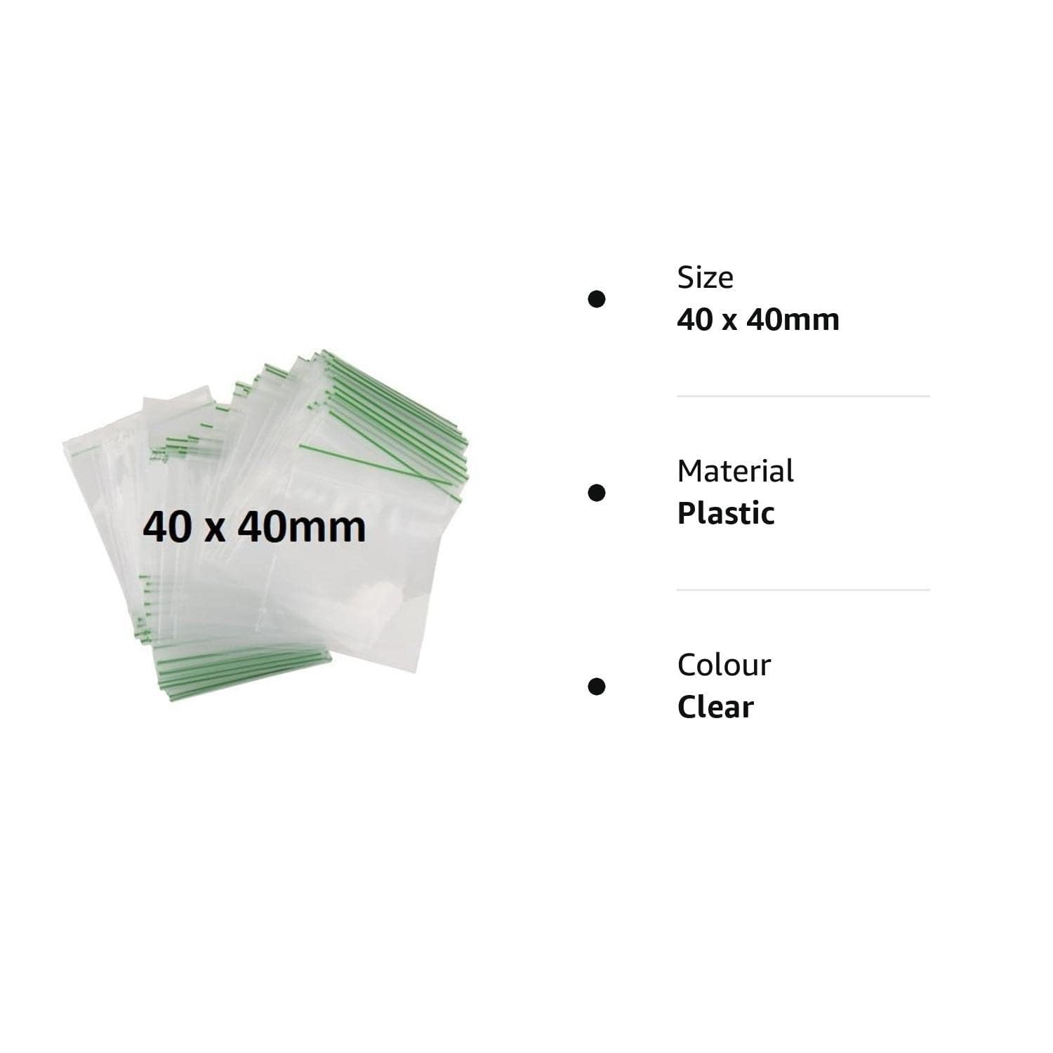 1000 Sacchetti Portaoggetti In Plastica Trasparenti Con Zip, 40x40 Mm, Richiudibili E Riutilizzabili, Per Piccoli Oggetti E Perline - 2