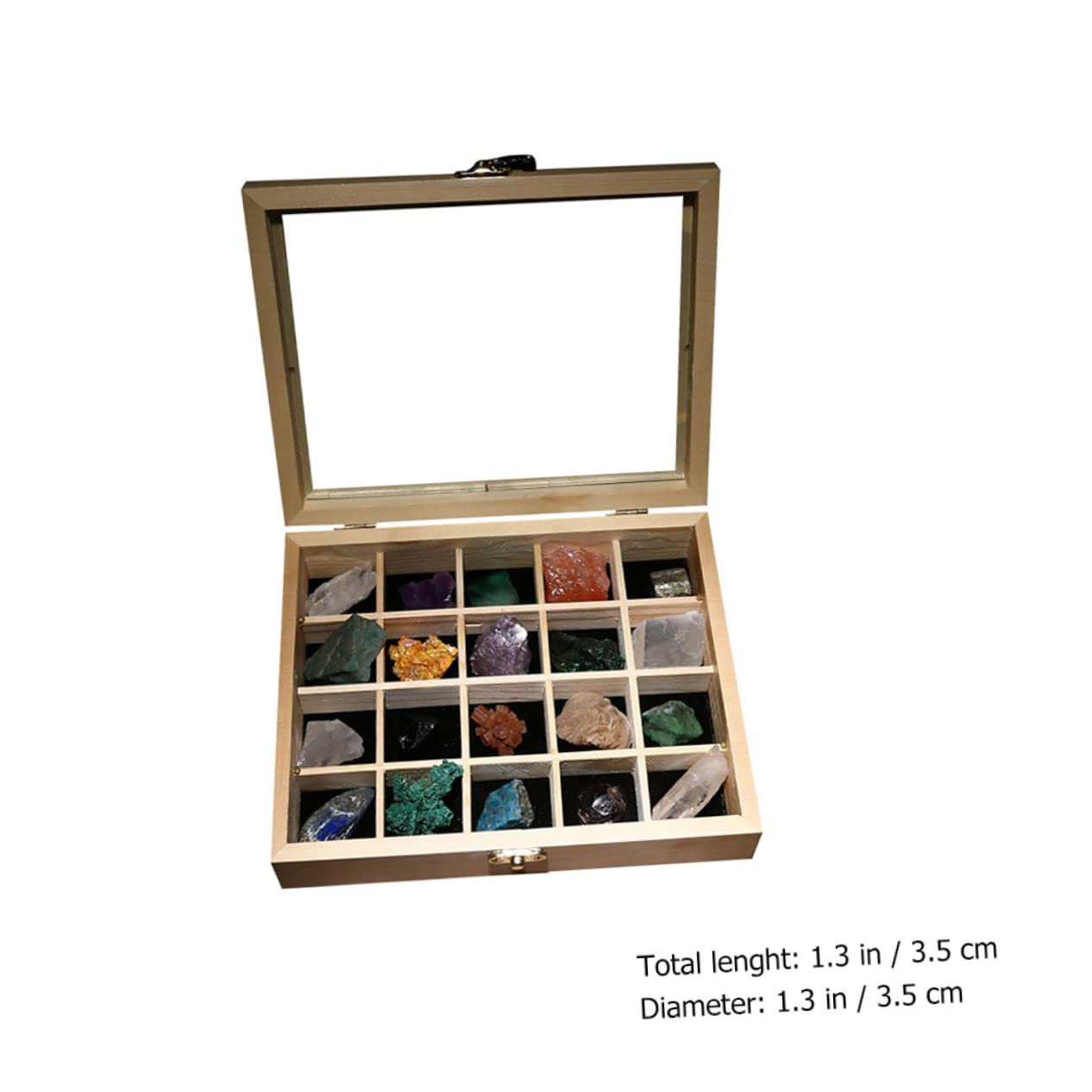 20 Stück Teiliges Mineralien Probenbox Natürliche Steinsamples für Lehrzwecke Sammlung für Enthusiasten Holzkiste für Aufbewahrung
