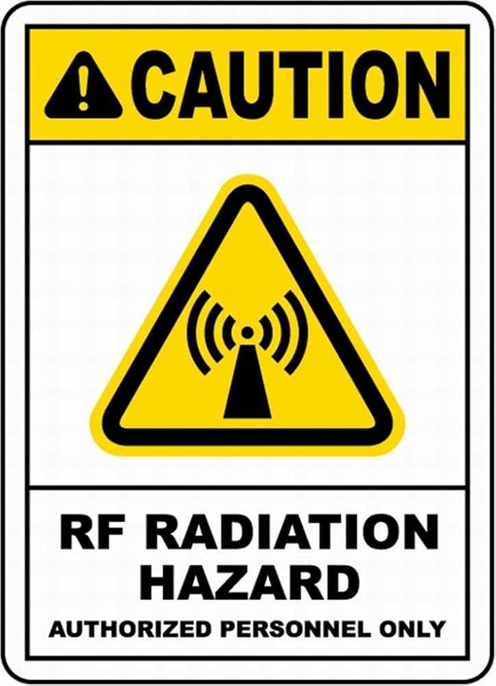 Radio Frequency Radiation Hazard Access Restriction Sign, Authorized Entry Only Safety Warning Tin Plate Indoor Outdoor Use, 12x8 Inch