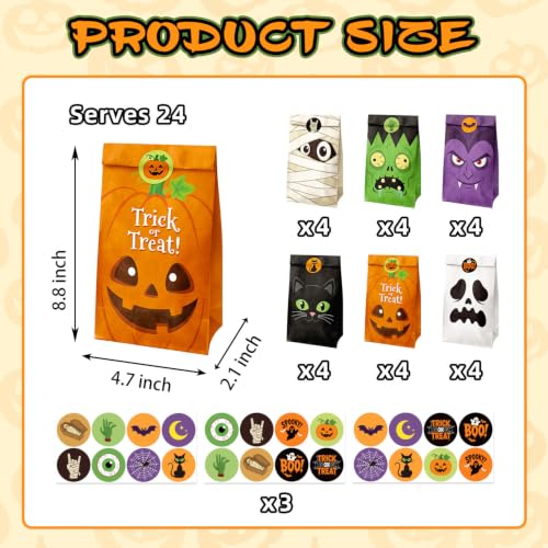 24 Pack Halloween Treat Bags With Sealing Stickers, Halloween Party Favor - image 2