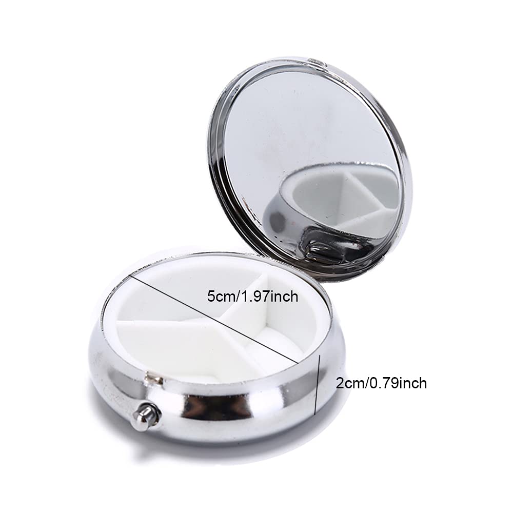 Mini portapillole portatile rotondo in metallo 3 scomparti coccinella per medicine e tablet