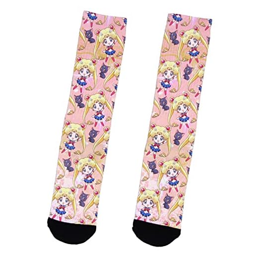 Bioworld Sailor Moon Crystal Anime Sailor Moon And Artemis Chibi Calcetines sublimados, Rosado