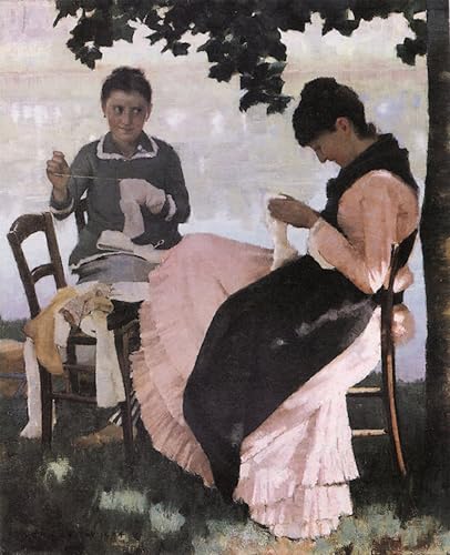Tableau impressions d'art mural Coudre à l'ombre par John Lavery poster vintage 60x90cm