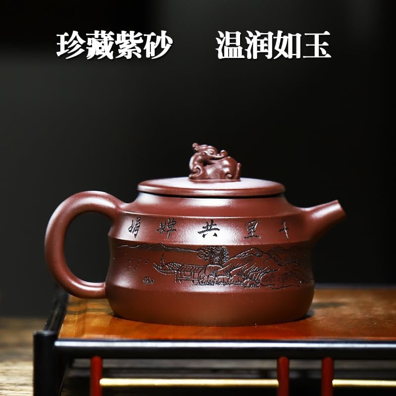 Miniatura 3 de Tetera Zisha hecha a mano, tetera china Yixing de arcilla morada de 10.8 onzas (320 cc), infusor chino de té de hojas sueltas de kungfu