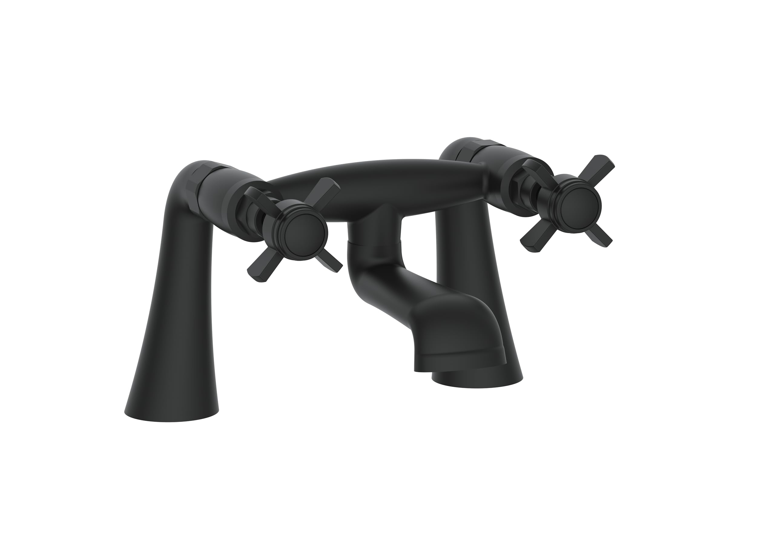 VeeBath Ripple Traditional Bath Filler Mixer Tap – Classic Matt Black Finish, Victorian Style, Dual Lever Control, Deck Mounted Bathroom Tap, G3/4" Inlet, Bath Sink Taps for Traditional Bathrooms