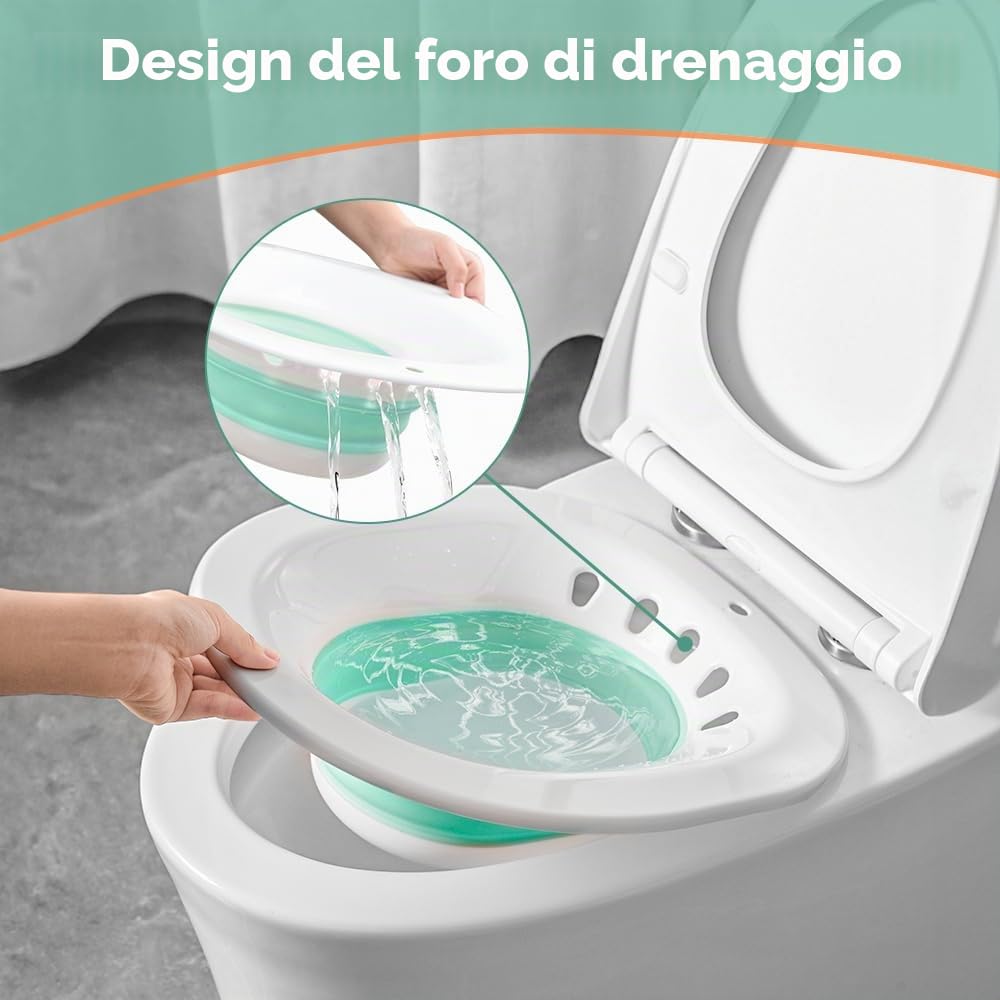 Bagnetto pieghevole per WC, bidet per WC, vasca da bagno portatile per il trattamento delle emorroidi, cura del letto settimanale, donne incinte e anziani (circa 2,5 litri)