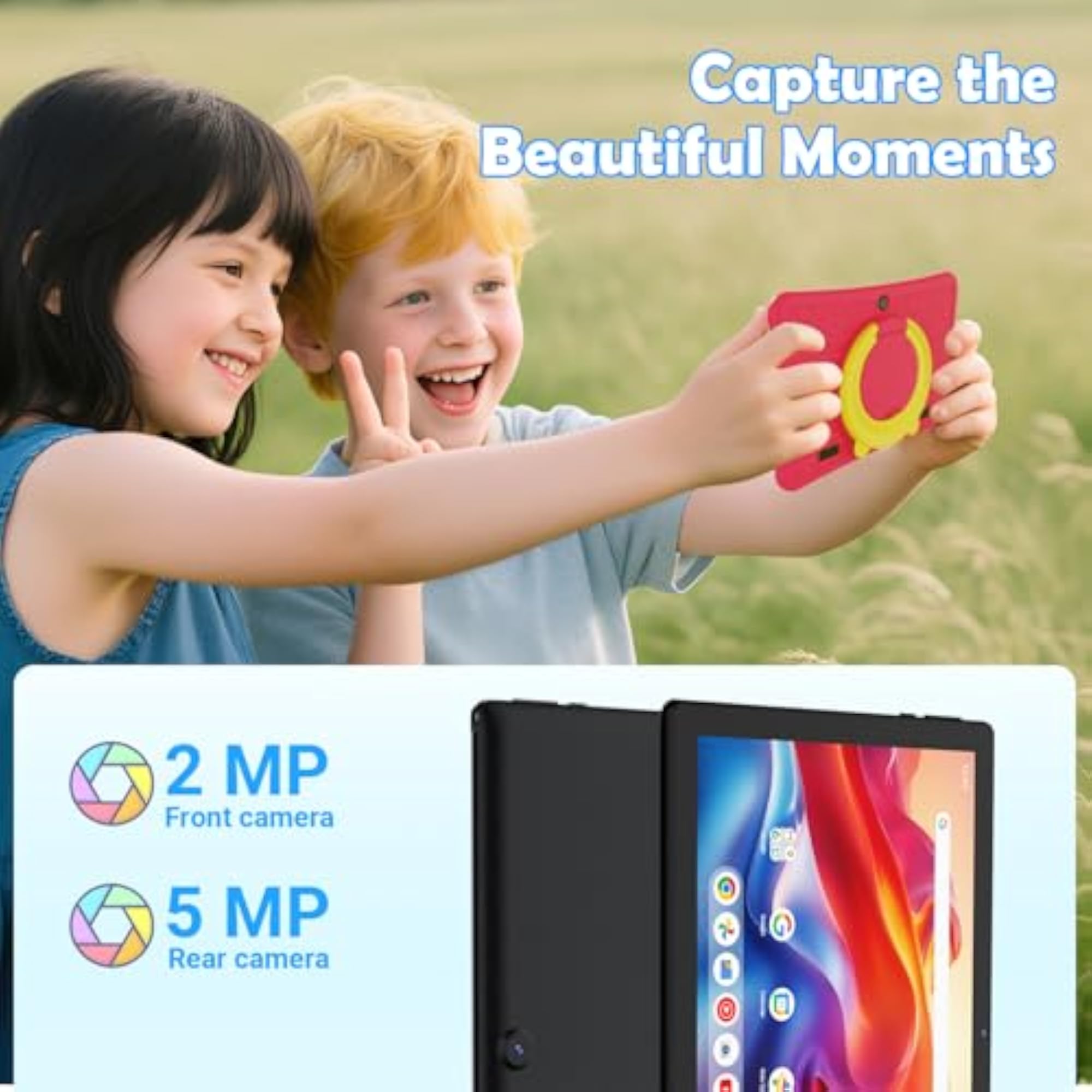 Android 15 Tablet with 6GB RAM, 32GB ROM, Protective Case