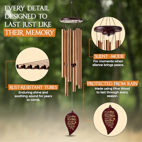 Image of 32 Inch Memorial Wind Chimes Outdoor, Sympathy Gifts for Loss of Loved One, Memorial Gifts for Loss of Mom, Sympathy Wind Chimes for Mother, Father, Brother, Sister