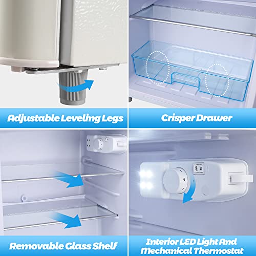 Wanai 3.2 Cu.ft Mini Fridge Compact Refrigerator With Freezer,7 Level Adjustable Thermostat Removable Shelves Small Refrigerator For Office Dorm Apartment Cream #TOP5