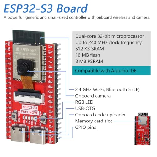 Image of Freenove ESP32 ESP32-S3 Camera Board Kit (16 MB Flash) with 1GB Card